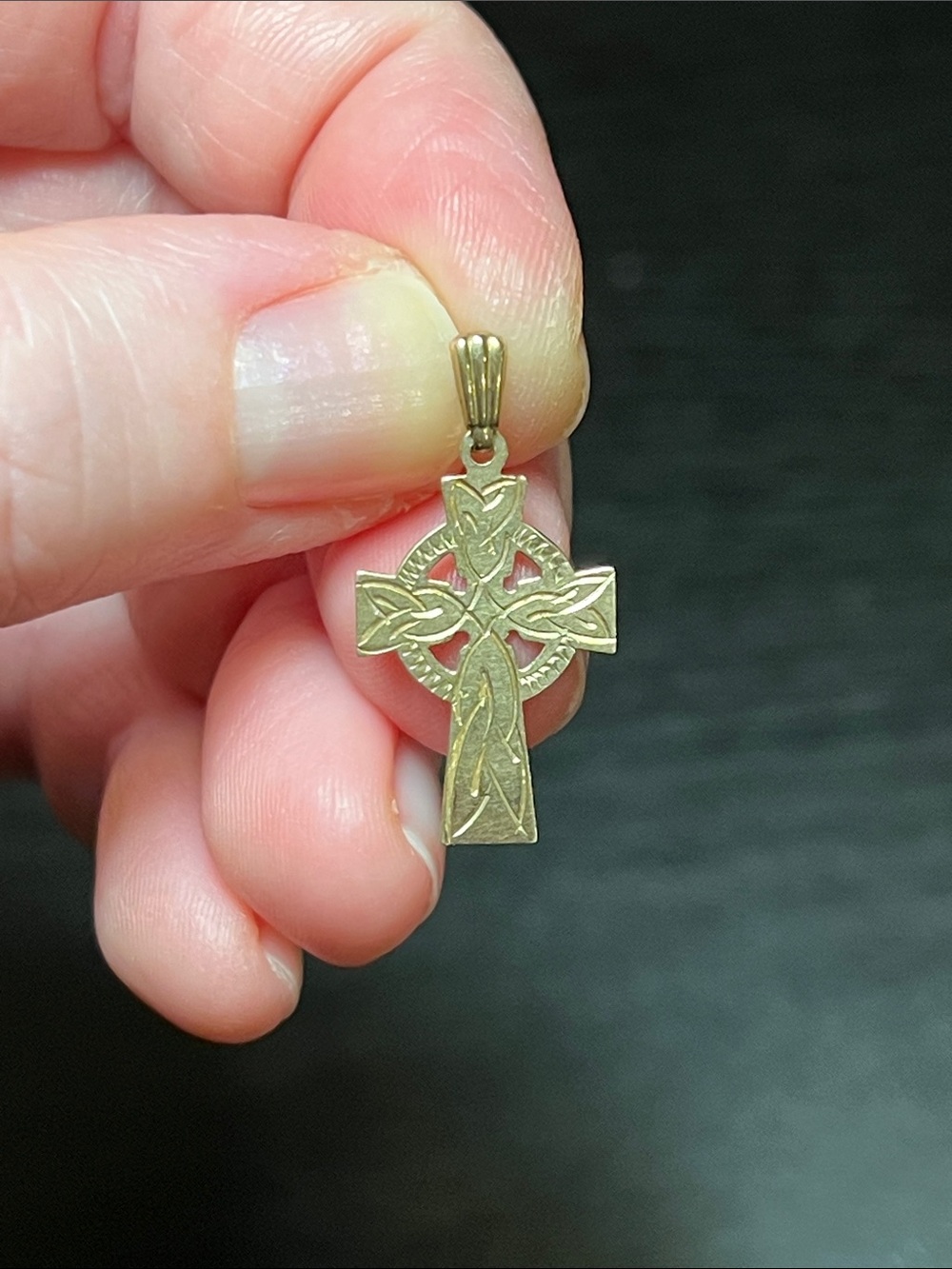 Vintage JB Made in Ireland 585 14k Solid Gold Celtic Cross Necklace Pendant